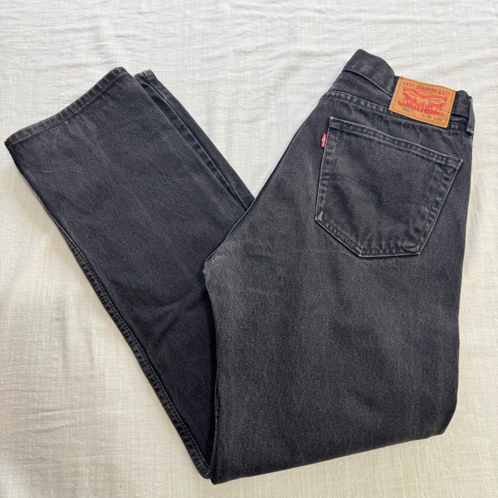 Levi's Men’s Vintage 505 Black Straight-Leg Jeans Classic Style 34 - Picture 9 of 11